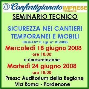 SICUREZZA NEI CANTIERI: UN SEMINARIO DI CONFARTIGI