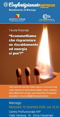 ENERGIA E RISPARMIO, CONVEGNO DI CONFARTIGIANATO A