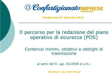 SEMINARI SULLA CORRETTA REDAZIONE DEL POS