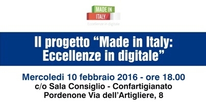 PROGETTO "MADE IN ITALY" ECCELLENZE IN DIGITALE - 