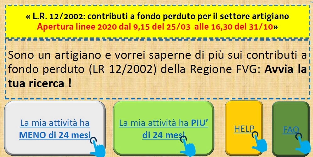 CONTRIBUTI A FONDO PERDUTI PER IL SETTORE ARTIGIAN